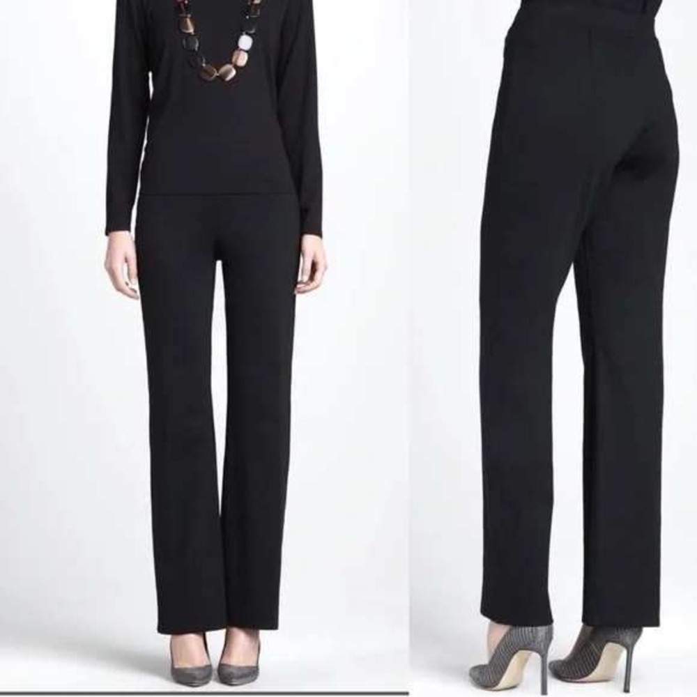 Eileen Fisher Heavyweight Rayon Knit Pant Size‎ Small Black Stretch Knit Pull On